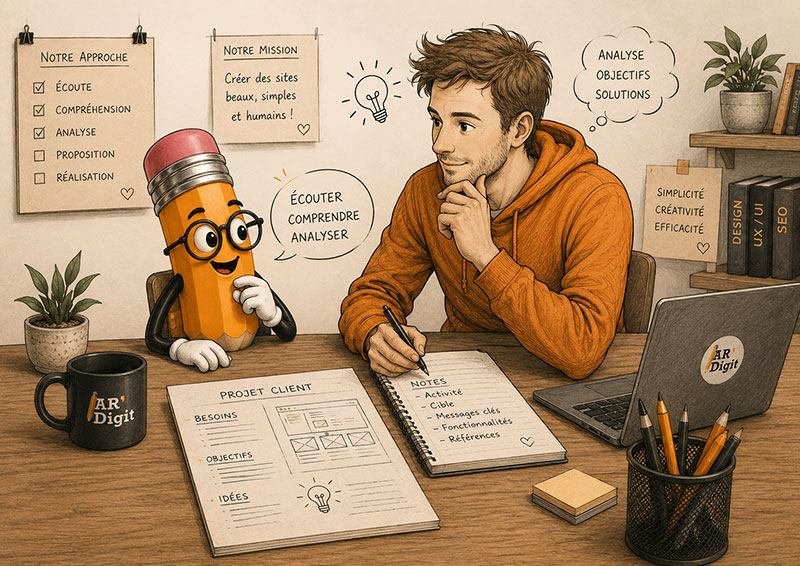Un échange autour d'un carnet — l'écoute des besoins